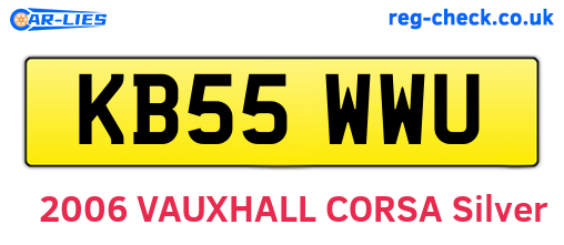 KB55WWU are the vehicle registration plates.