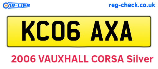 KC06AXA are the vehicle registration plates.