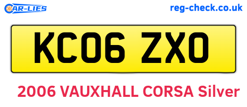 KC06ZXO are the vehicle registration plates.