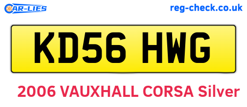 KD56HWG are the vehicle registration plates.