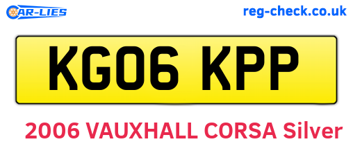 KG06KPP are the vehicle registration plates.
