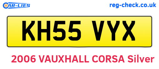 KH55VYX are the vehicle registration plates.