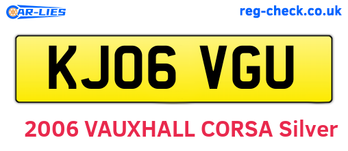 KJ06VGU are the vehicle registration plates.