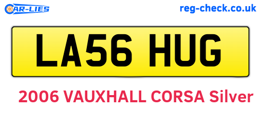 LA56HUG are the vehicle registration plates.