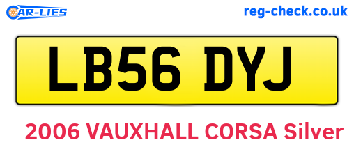 LB56DYJ are the vehicle registration plates.