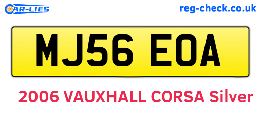 MJ56EOA are the vehicle registration plates.