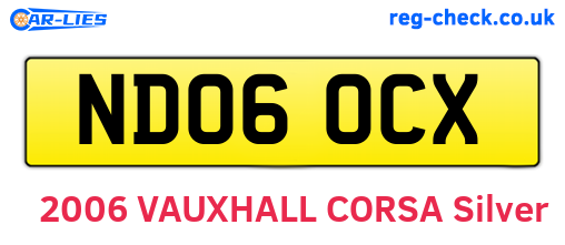 ND06OCX are the vehicle registration plates.