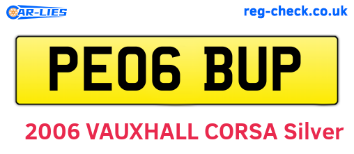 PE06BUP are the vehicle registration plates.