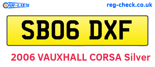 SB06DXF are the vehicle registration plates.