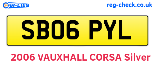 SB06PYL are the vehicle registration plates.