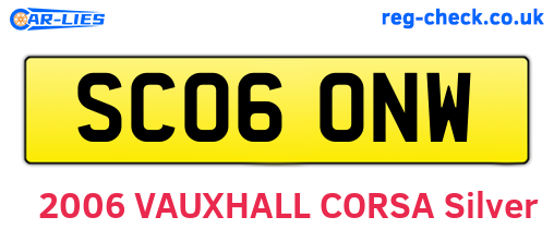 SC06ONW are the vehicle registration plates.