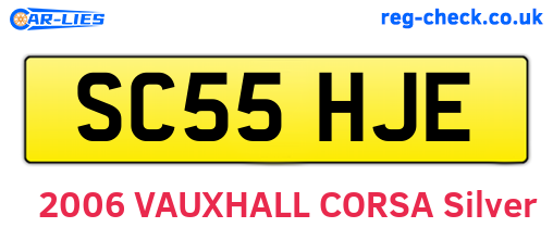 SC55HJE are the vehicle registration plates.