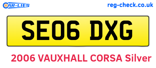 SE06DXG are the vehicle registration plates.
