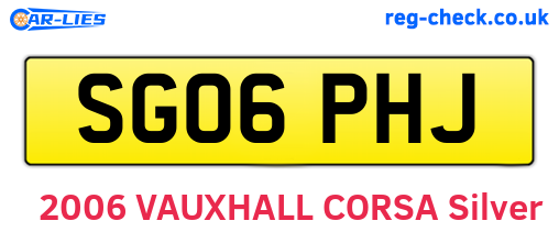 SG06PHJ are the vehicle registration plates.
