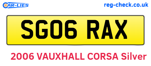 SG06RAX are the vehicle registration plates.