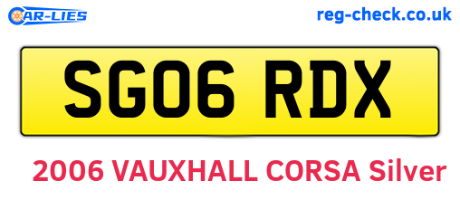 SG06RDX are the vehicle registration plates.