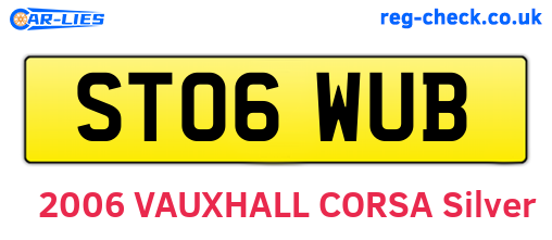 ST06WUB are the vehicle registration plates.