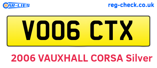 VO06CTX are the vehicle registration plates.