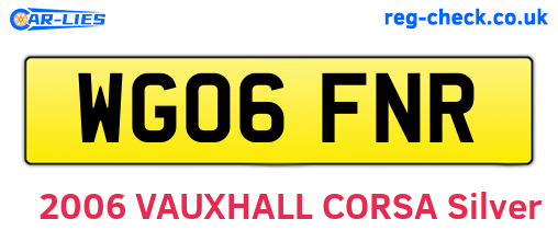 WG06FNR are the vehicle registration plates.