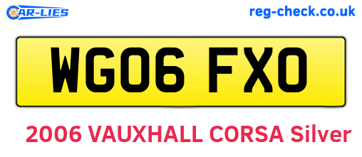 WG06FXO are the vehicle registration plates.