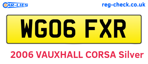 WG06FXR are the vehicle registration plates.