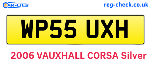 WP55UXH are the vehicle registration plates.