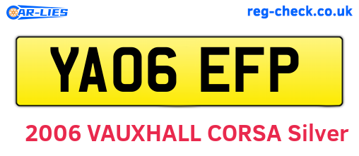 YA06EFP are the vehicle registration plates.