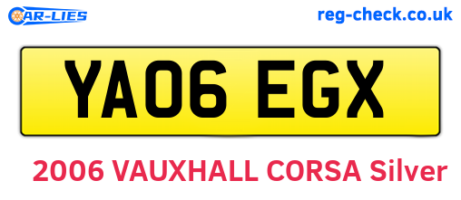 YA06EGX are the vehicle registration plates.