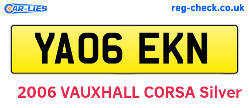 YA06EKN are the vehicle registration plates.