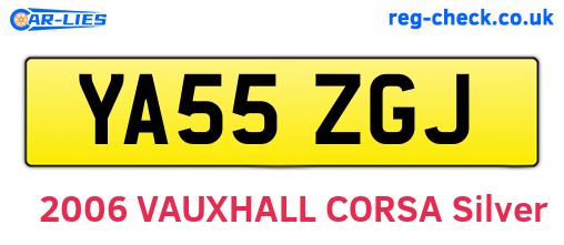 YA55ZGJ are the vehicle registration plates.