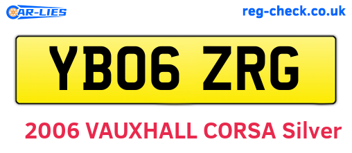 YB06ZRG are the vehicle registration plates.