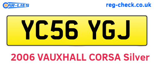 YC56YGJ are the vehicle registration plates.