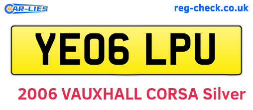 YE06LPU are the vehicle registration plates.