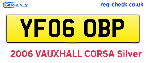 YF06OBP are the vehicle registration plates.