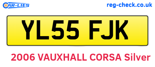 YL55FJK are the vehicle registration plates.