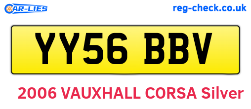 YY56BBV are the vehicle registration plates.