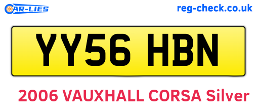 YY56HBN are the vehicle registration plates.
