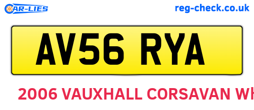 AV56RYA are the vehicle registration plates.