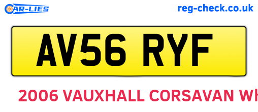 AV56RYF are the vehicle registration plates.