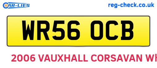 WR56OCB are the vehicle registration plates.