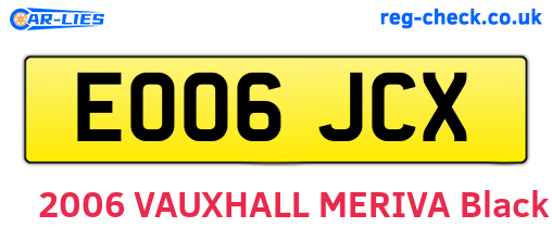 EO06JCX are the vehicle registration plates.