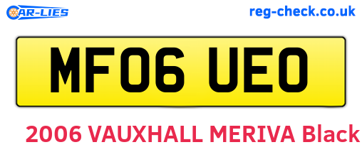 MF06UEO are the vehicle registration plates.
