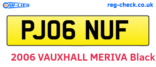 PJ06NUF are the vehicle registration plates.