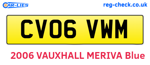 CV06VWM are the vehicle registration plates.