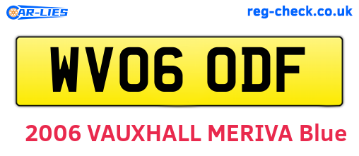 WV06ODF are the vehicle registration plates.