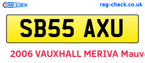 SB55AXU are the vehicle registration plates.