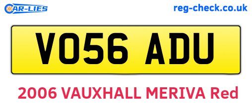 VO56ADU are the vehicle registration plates.