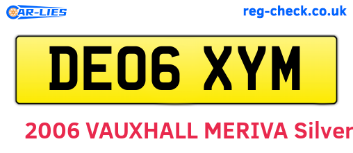 DE06XYM are the vehicle registration plates.