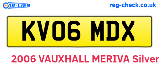 KV06MDX are the vehicle registration plates.