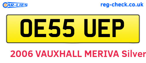 OE55UEP are the vehicle registration plates.
